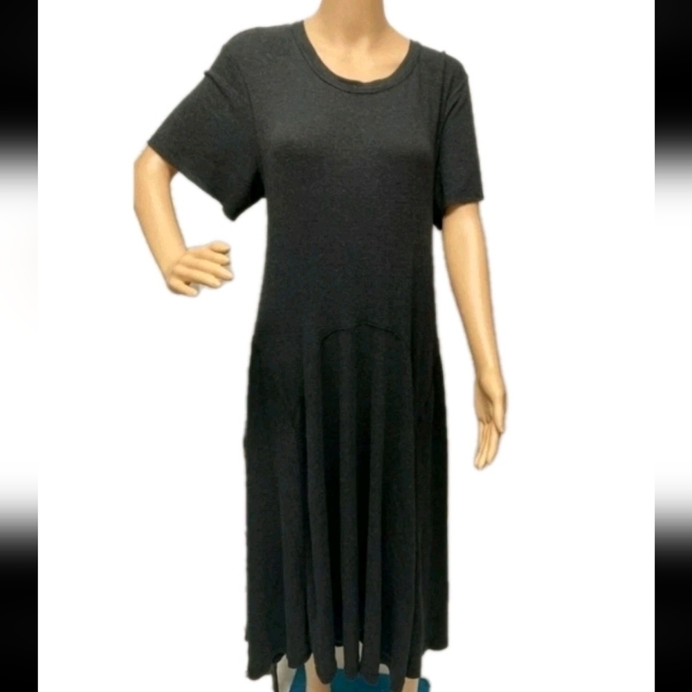 Free People Beach Isabelle Tee Dress Open Back Midi Maxi Gray/ Black XL